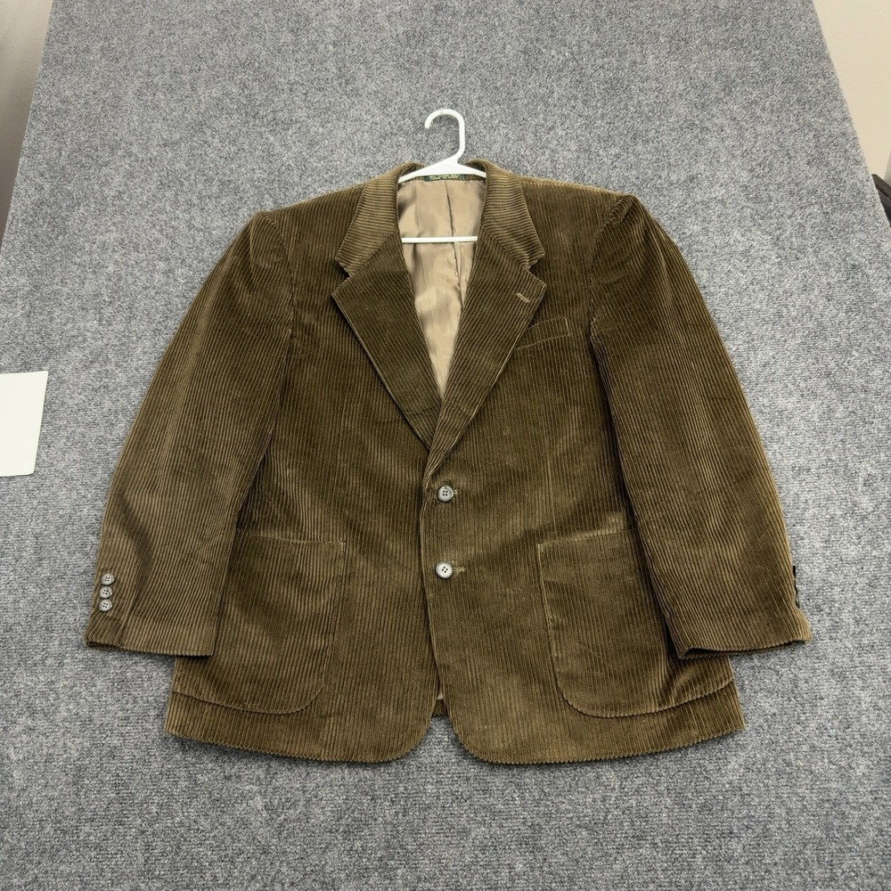 Vintage Scandia Woods Blazer Mens 42 Brown Cotton Corduroy Two Button Classic